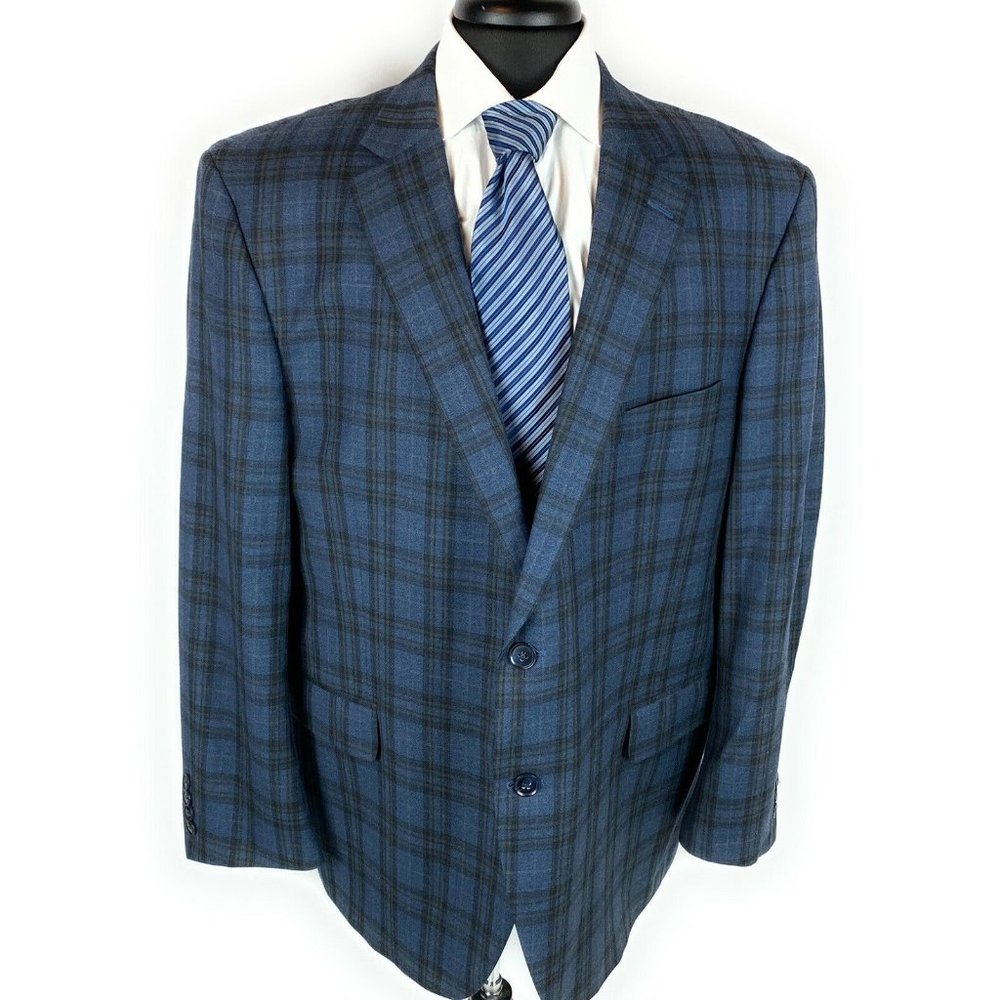 Peter Millar Dark Navy Blue Windowpane Wool Soft